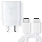 SUSNWERE Original 25W USB-C Super Adapter with c to c Cable for Samsung Galaxy Quantum 2| A72| A52 5G| A52 |F62 |M62 (Adapter + Cable- White