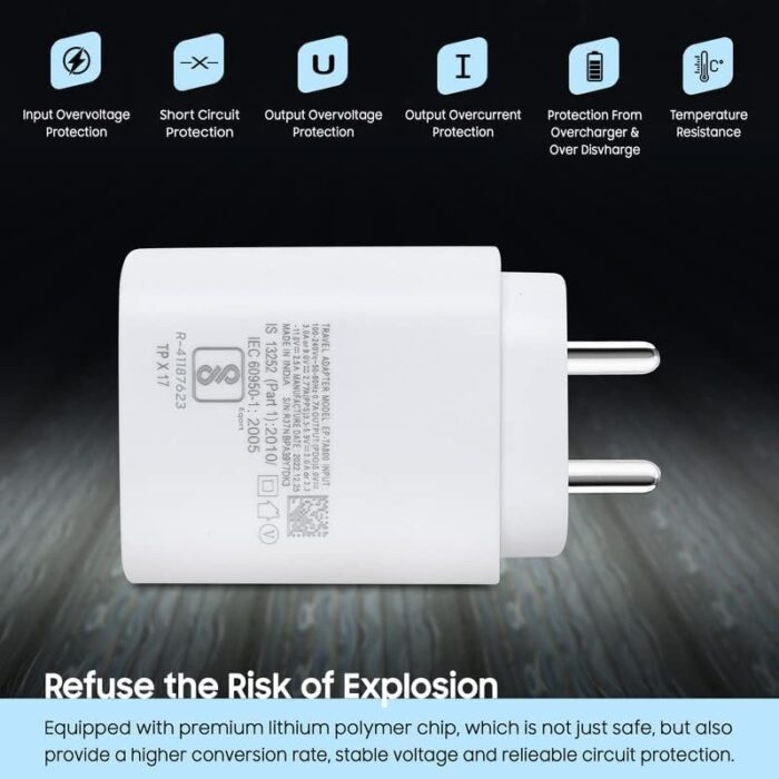 THE BLACK STORE Original 25 Watt Adapter for Samsung Galaxy S21 FE 5G |M52 5G|M22 |A52s 5G |Z Fold3 5G|M32 |F52 5G (White | Only Adapter) - Image 3