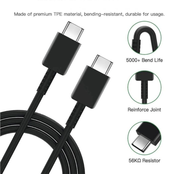 Essri Original 25W C-Type Super Fast Charger Compatible with Samsung Note10 Lite Note10 Note10+ 5G Note10 5G Note10+ S10 5G Adapter & Cable - Black - Image 2