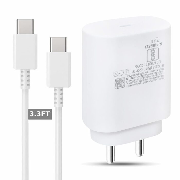 LGOC ORIGINAL Original 25Watt C-Type Adapter for Cable Set Charger for Samsung M53|S20 Fe|A73 5G|A53 5G|A33 5G (Adapter & Cable-White) - Image 7