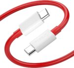 Essri Original 65W Type C To C Warp/Dash/Supervooc Fast Charging Cable Compatible With One Plus 12,12R,11,11R,10,10 Pro,10T,9,9R,9Rt 5G,8,8 Pro,Nord,Ce 2 Lite 5G,3.3Ft Usb C Type Cable-Red