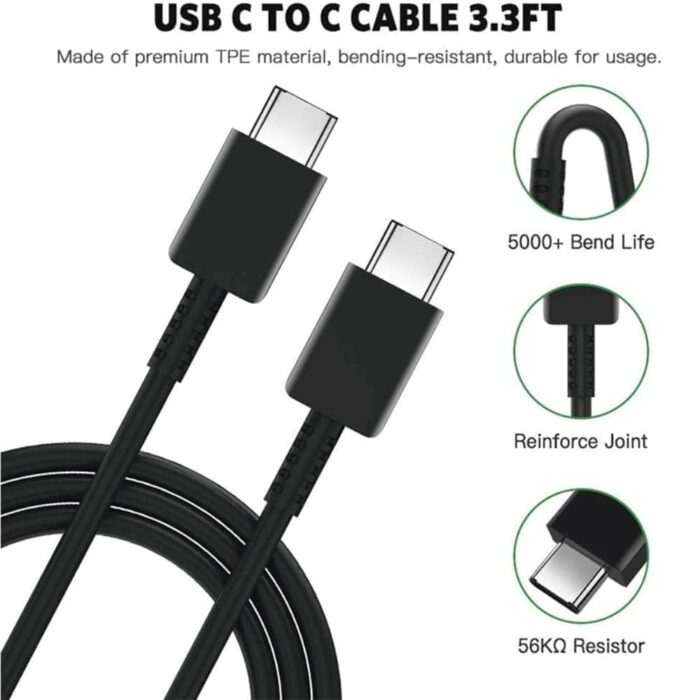 QQLIKE Original 45W USB-C Superfast Charger Adapter with Cable Compatible with Samsung Galaxy Series - Compatible with S23/S22 Ultra/S21/21 FE/S20/Note/M54/M53 5G/M33/M23/A34/A54 5G/A13/F14/F23(Black) - Image 2