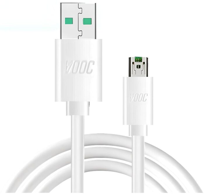 Essri Original 65W Vooc Super Fast Charging& Micro Usb Cable Compatible With Oppo F11/ F11 Pro/F9 Pro/Realme 3 Pro Up To 4 Amp For All Oppo/Realme Vooc Compatible Smartphone(Not C Type)-White - Image 1