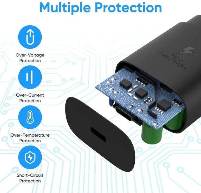 Essri Original 25W C-Type Super Fast Charger Compatible with Samsung Note10 Lite Note10 Note10+ 5G Note10 5G Note10+ S10 5G Adapter & Cable - Black - Image 5