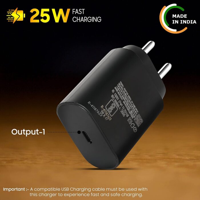 SUSNWERE Original 25w Adapter for Samsung Galaxy m34 5g m53 5g f23 5g m14 5g f14 5g m33 5g a34 5g a54 5g-Black - Image 6