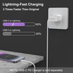 XIAWAO Original 20W Power Delivery Charging Adapter with USB Type C to Lightening Cable (White) – Fast Charger Combo Compatible with iPhone 14, 13, 12, 11, x, xs, xs max, xr Series - Image 6