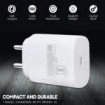 DULCE ORIGINAL Original 25W Original Charger Adapter with Type C to Type C Cable Compatible for Samsung Galaxy M34 5G,M53 5G,F23 5G,M14 5G,F14 5G,M33 5G,A34 5G,A54 5G Fast Travel Adapter (White) - Image 3