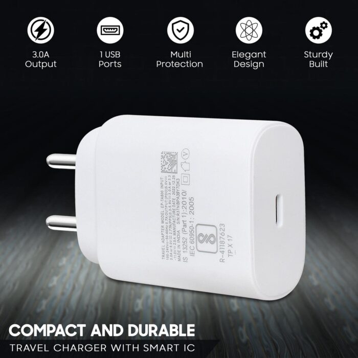 THE BLACK STORE Original 25 Watt Adapter for Samsung Galaxy S21 FE 5G |M52 5G|M22 |A52s 5G |Z Fold3 5G|M32 |F52 5G (White | Only Adapter) - Image 8