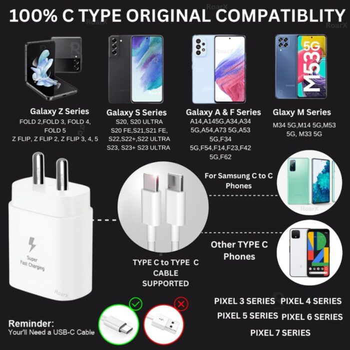 XIAWAO Original 25W Type-C Fast Charger (White) – Super Fast Charging Adapter Compatible with Samsung z fold 4 and Other Galaxy Devices - Image 4