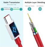 Essri Original 65W Type C To C Warp/Dash/Supervooc Fast Charging Cable Compatible With One Plus 12,12R,11,11R,10,10 Pro,10T,9,9R,9Rt 5G,8,8 Pro,Nord,Ce 2 Lite 5G,3.3Ft Usb C Type Cable-Red - Image 4