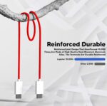 Essri Original 65W Type C To C Warp/Dash/Supervooc Fast Charging Cable Compatible With One Plus 12,12R,11,11R,10,10 Pro,10T,9,9R,9Rt 5G,8,8 Pro,Nord,Ce 2 Lite 5G,3.3Ft Usb C Type Cable-Red - Image 6