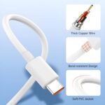 XIAWAO Original 67W Turbo Fast Charger USB Type C Charging Cable Compatible with Redmi K40 Pro, Redmi K40 Pro+, Redmi K40 Gaming Edition - (Adapter & Cable) - Image 5