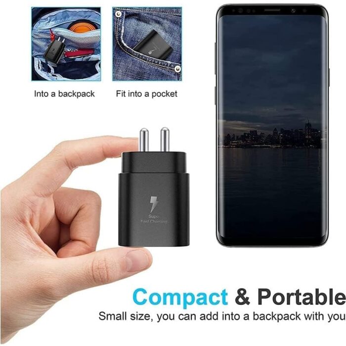 Essri Original 25W Charger Adapter Cable for Samsung S20 FE 5G,S21 FE,S22 FE,S23 FE,A52 5G,A32 5G,A22 5G,A34 5G-Black - Image 6