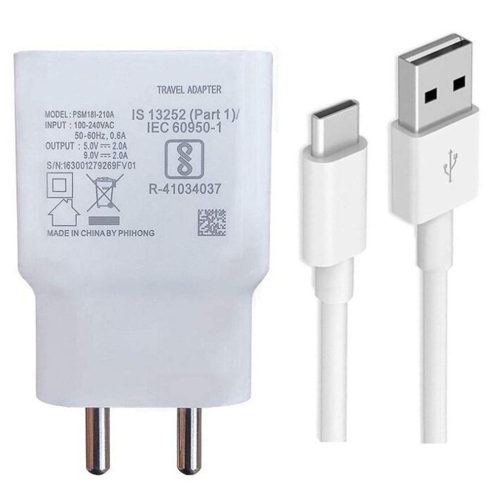 DULCE ORIGINAL Original Adapter&Cable 18W Compatible For Vivo Y100A Y22 Y16 Y56 Vivo X Fold 5G Y78+ Y93 X Flip, Usb Type C With Cable,White - Image 1