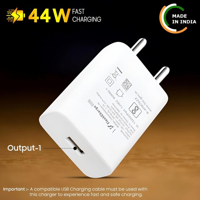 SUSNWERE Original 44W Flash Adapter Compatible with Vivo Iqoo Z6/Z6 44W/Z6 Lite 5G/T1/Neo 6/Z7/Z7 Pro/V23/V23E/V23 Pro/V25/V25E/V25/V26/Y35/Y73/V215G/T1/T2/Z6x/Y200 - Image 2