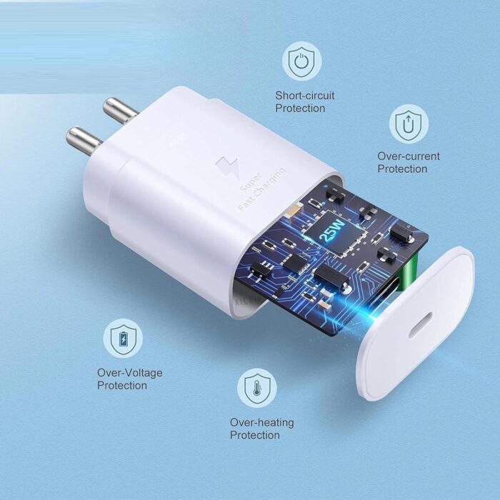 XIAWAO Original 25W Charger Compatible with Samsung A70 *White | with Cable - Image 9