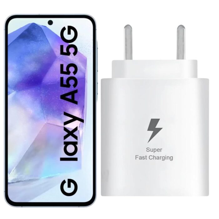 LYNACZ ORIGINAL Original 25W USB Type C Adaptor Compatible with Samsung Galaxy A55/M55/M15/F15/M14/M34/F34/A34/F14 5G/S24 Ultra/S24/S23/S23 Fe/S21 Fe/Z Fold/Z Flip/5/4-(White) with 6 Months Warranty - Image 1