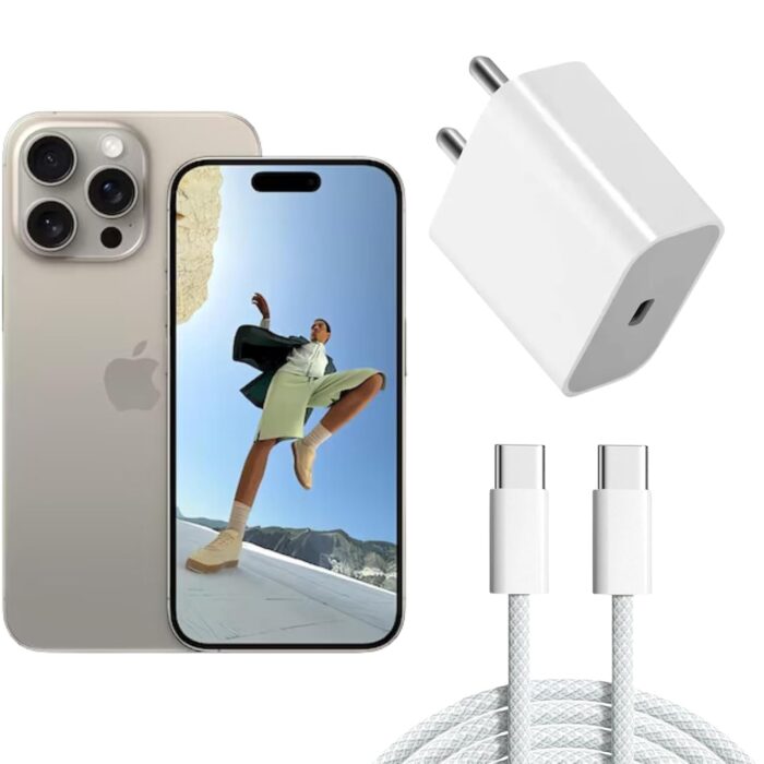 XIAWAO Original 20W Adapter & C to C Cable Compatible with iPhone 15 | 15 Plus | 15 Pro | 15 Pro Max | 6 Months Warranty (White) - Image 1