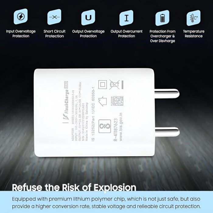 LGOC ORIGINAL Original 44W Flash Adapter Compatible for Vivo Iqoo Z6/Z6 44W/Z6 Lite 5G/T1/Neo 6/Z7/Z7 Pro/V23/V23E/V23 Pro/V25/V25E/V25/V26/Y35/Y73/V215G/T1/T2/Z6x/Y200 - Image 5