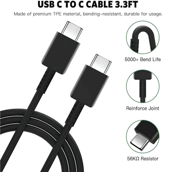 Essri Original 45W Charger Compatible for Samsung S10e, S10, S10+, S20, S20+ (Black New* Model) - Image 2